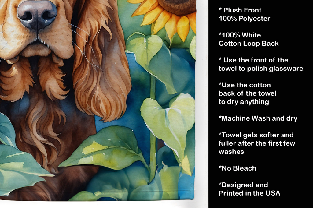 Glamorous Pups : Cocker Spaniel in Sunflowers Kitchen Towel