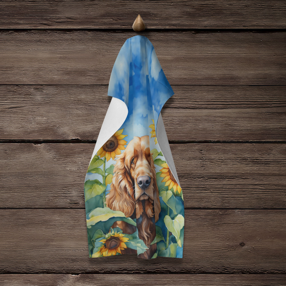 Glamorous Pups : Cocker Spaniel in Sunflowers Kitchen Towel
