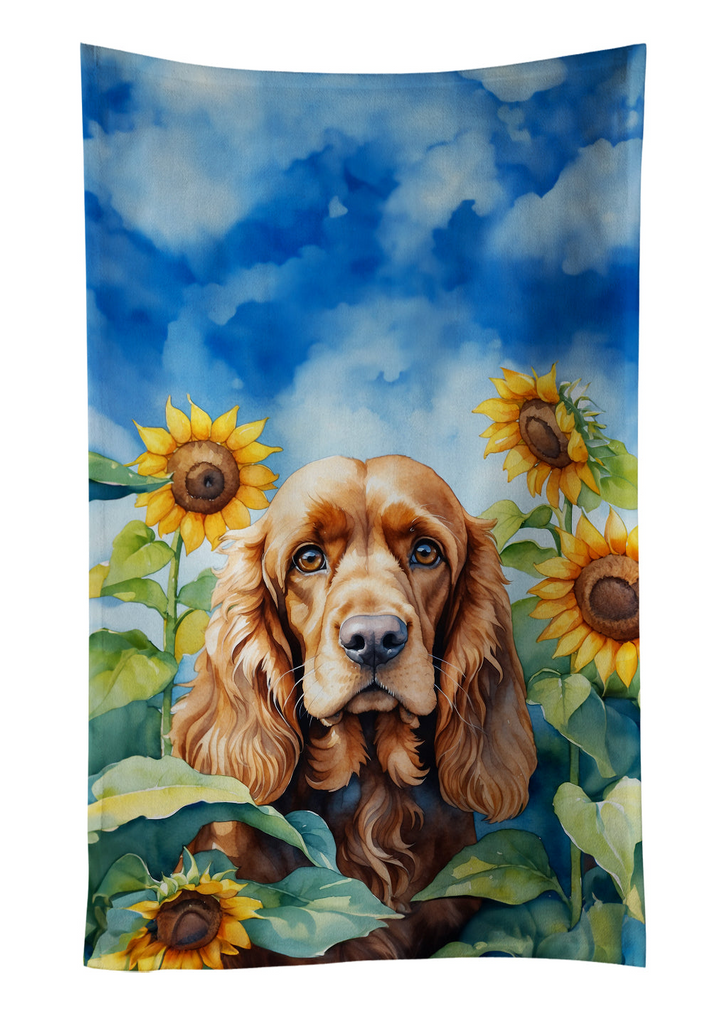 Glamorous Pups : Cocker Spaniel in Sunflowers Kitchen Towel