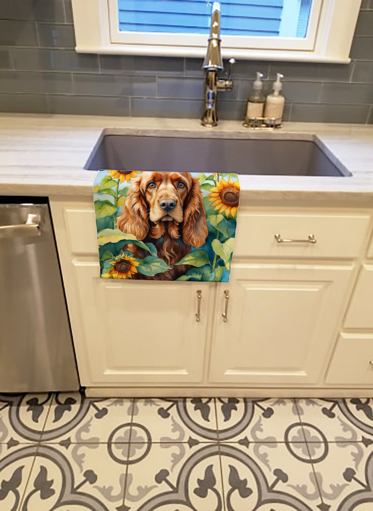 Glamorous Pups : Cocker Spaniel in Sunflowers Kitchen Towel