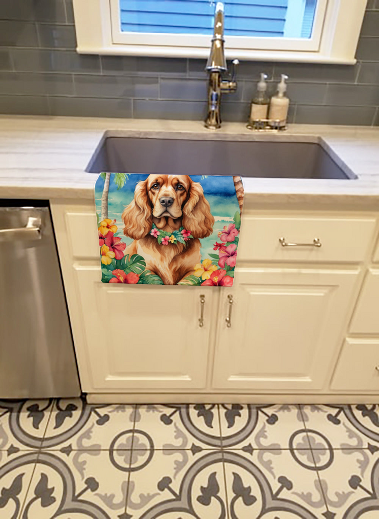 Glamorous Pups : Cocker Spaniel Luau Kitchen Towel