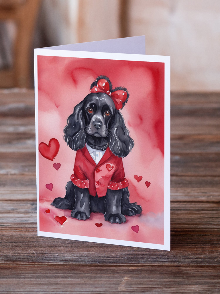 Glamorous Pups : Cocker Spaniel My Valentine Greeting Cards Pack of 8