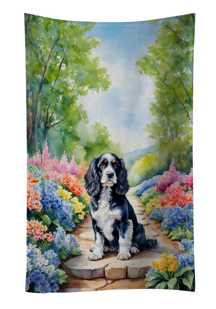 Glamorous Pups : Cocker Spaniel Spring Path Kitchen Towel