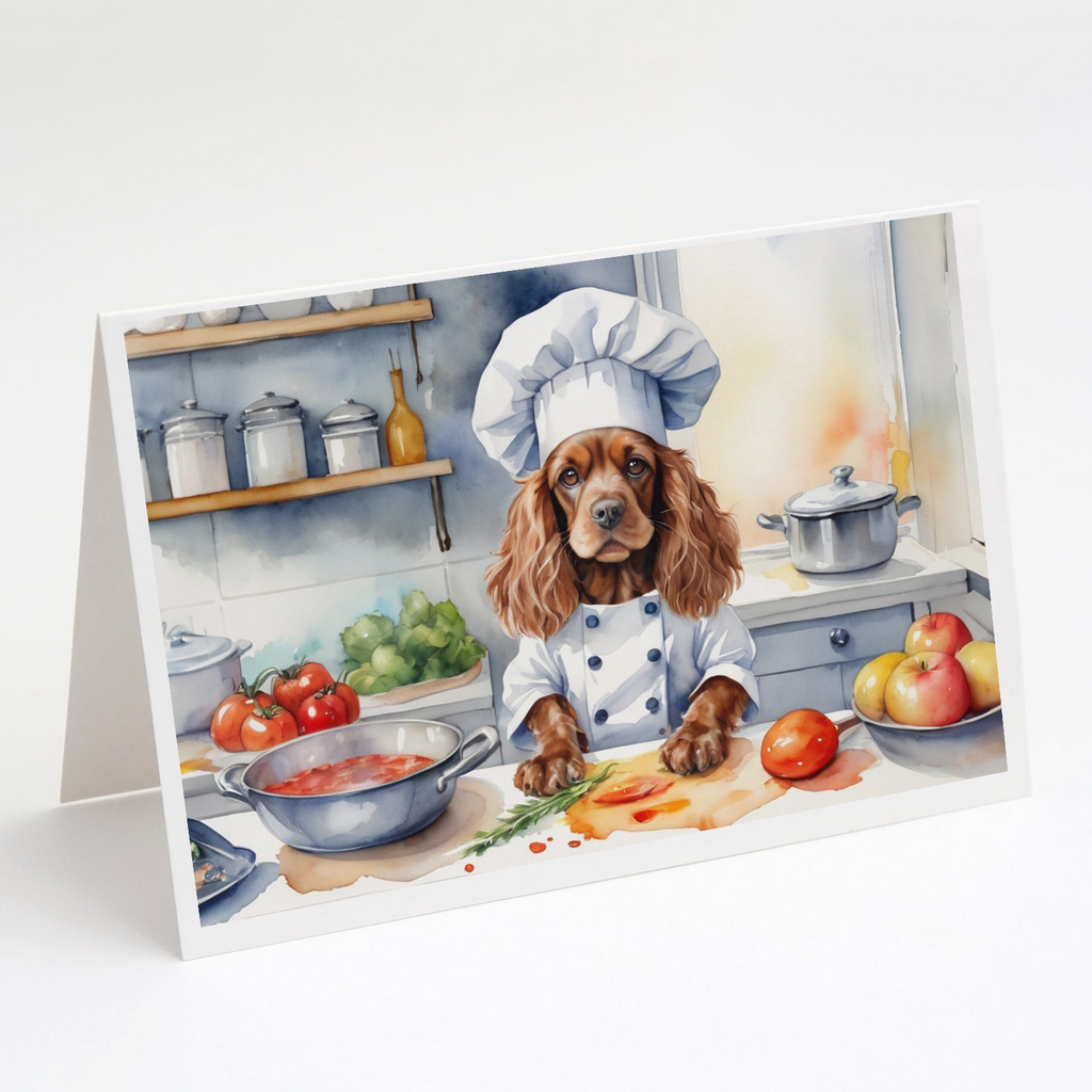 Glamorous Pups : Cocker Spaniel The Chef Greeting Cards Pack of 8