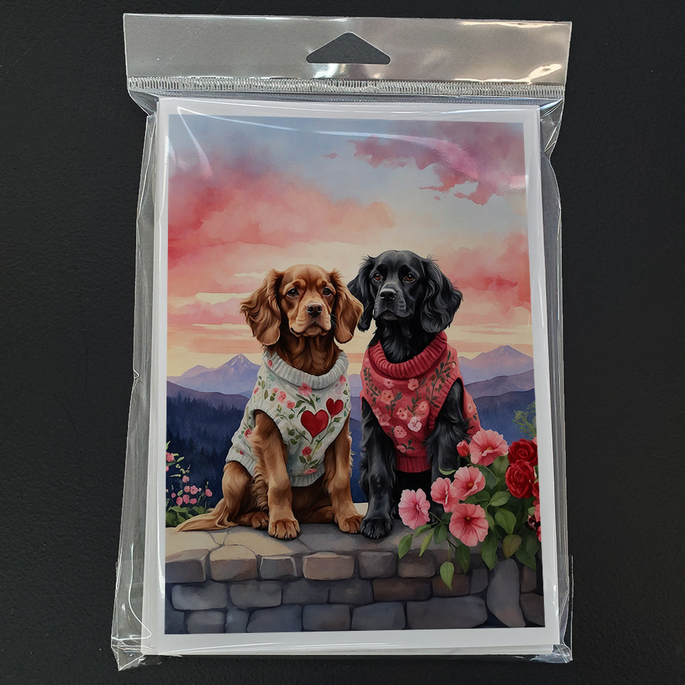 Glamorous Pups : Cocker Spaniel Two Hearts Greeting Cards Pack of 8