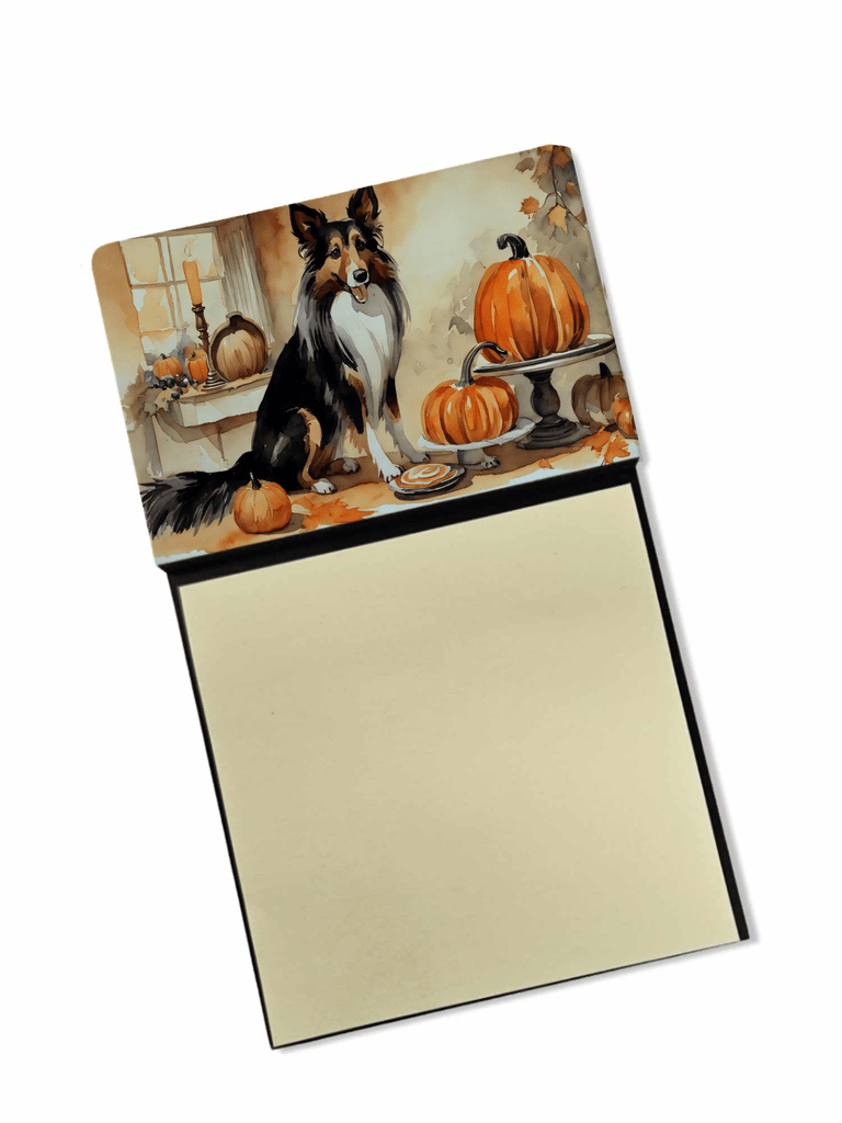 Glamorous Pups : Collie Fall Kitchen Pumpkins Sticky Note Holder