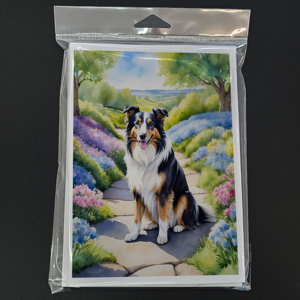 Glamorous Pups : Collie Spring Path Greeting Cards Pack of 8