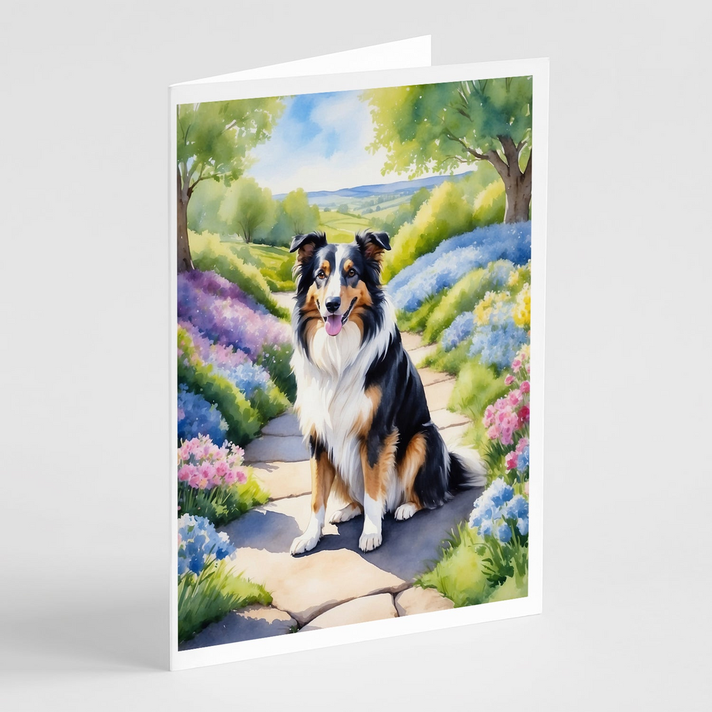 Glamorous Pups : Collie Spring Path Greeting Cards Pack of 8