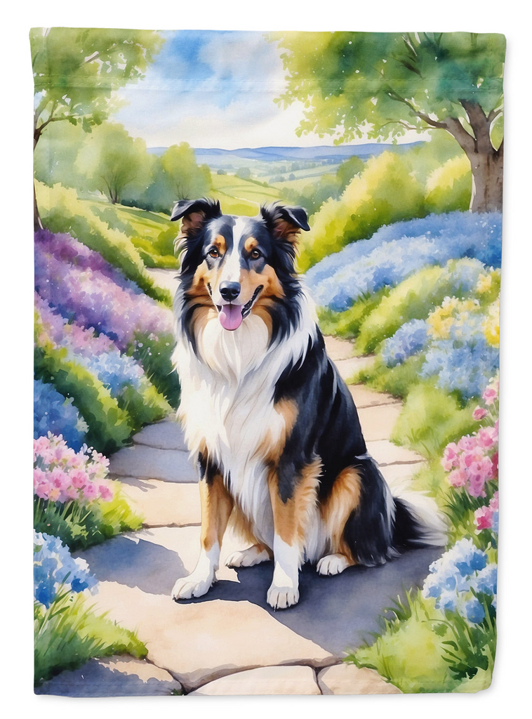 Glamorous Pups : Collie Spring Path House Flag