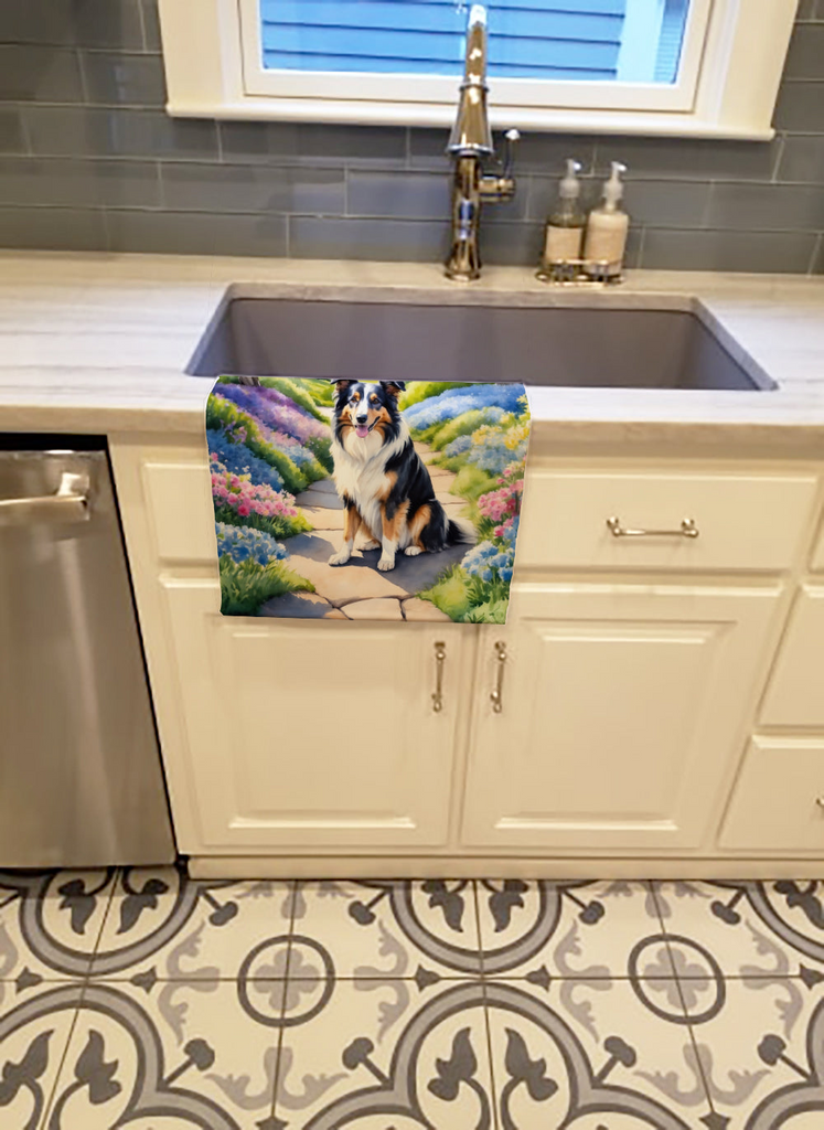 Glamorous Pups : Collie Spring Path Kitchen Towel