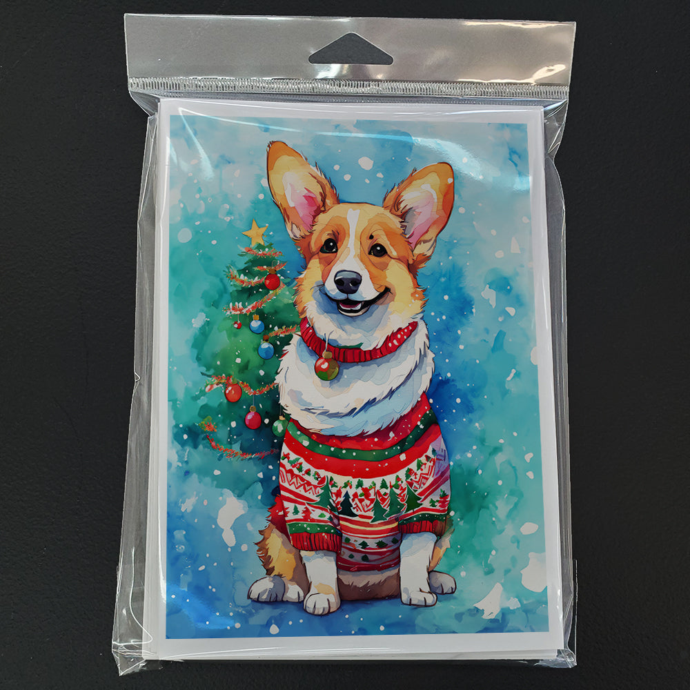 Glamorous Pups : Corgi Christmas Greeting Cards Pack of 8