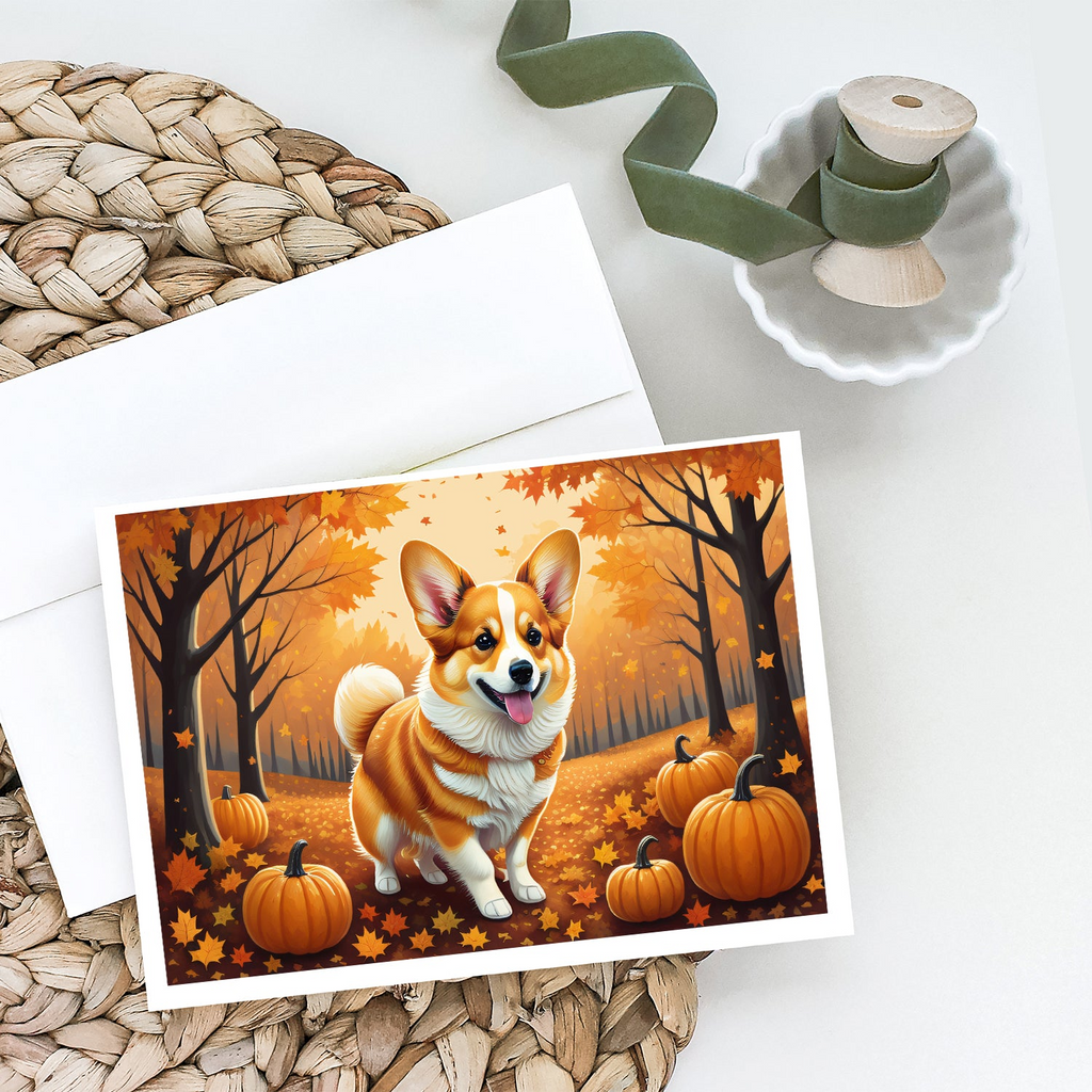 Glamorous Pups : Corgi Fall Greeting Cards Pack of 8