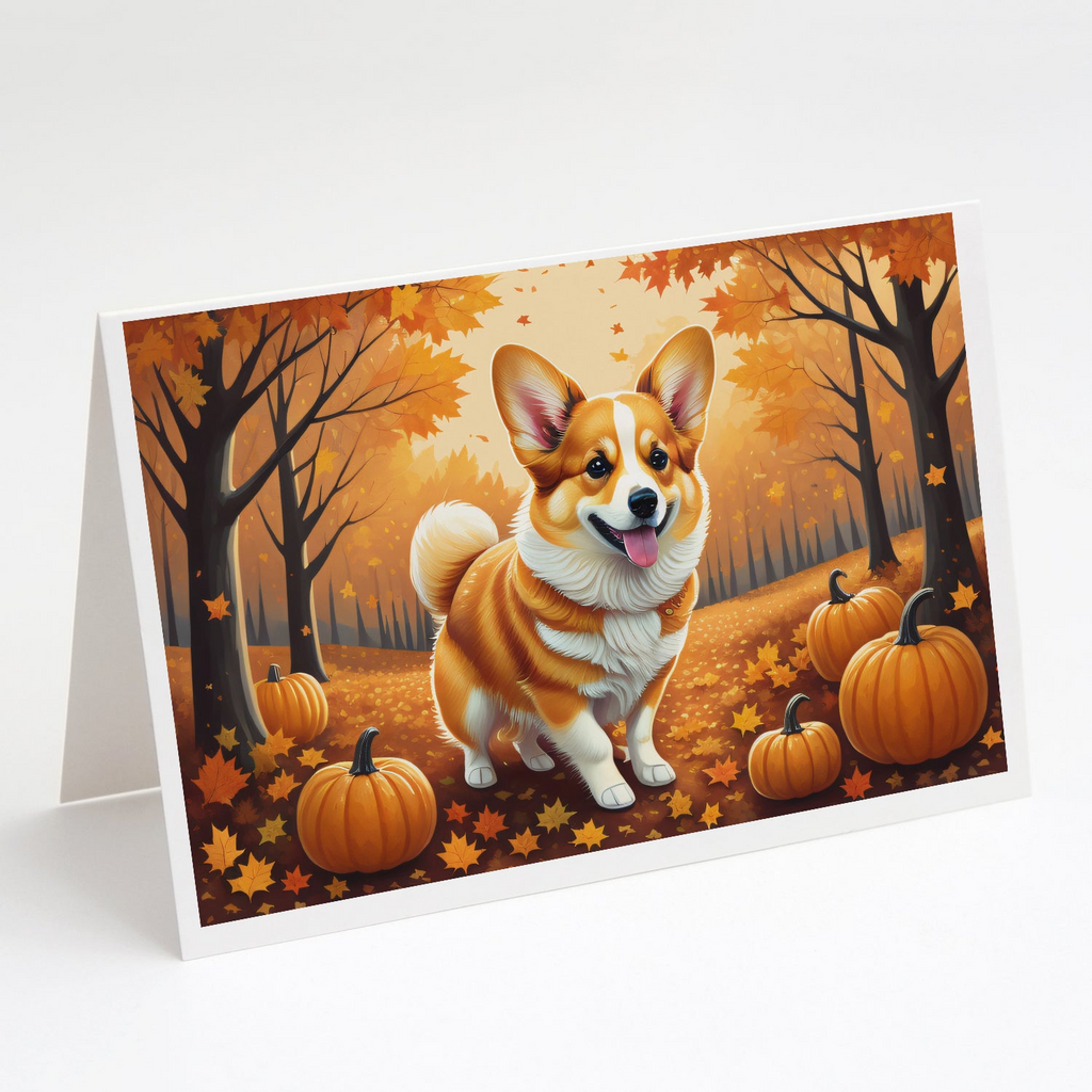 Glamorous Pups : Corgi Fall Greeting Cards Pack of 8