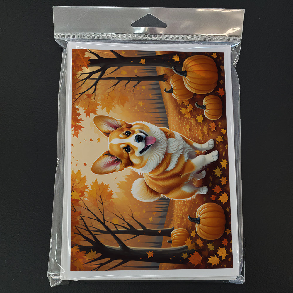 Glamorous Pups : Corgi Fall Greeting Cards Pack of 8