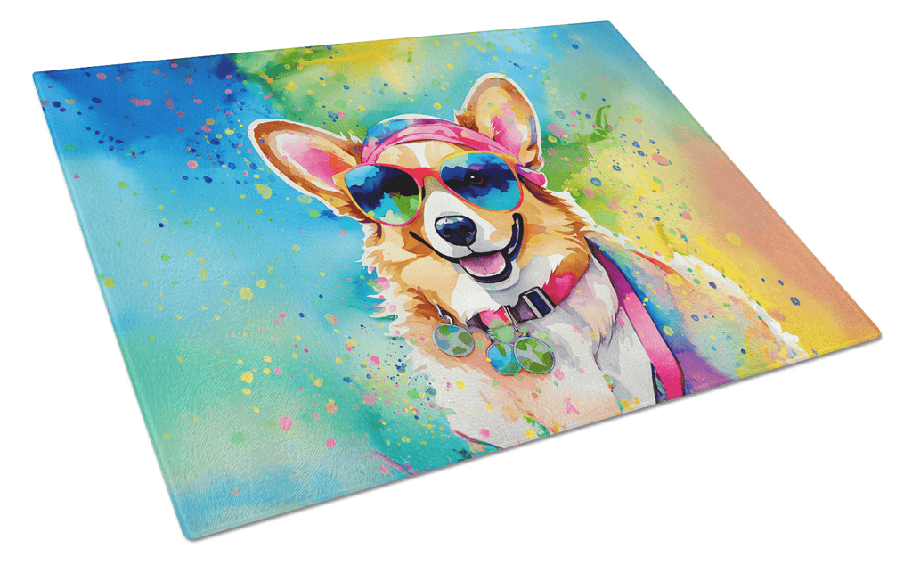 Glamorous Pups : Corgi Hippie Dawg Glass Cutting Board