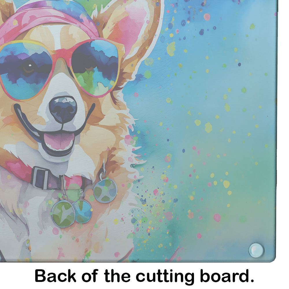 Glamorous Pups : Corgi Hippie Dawg Glass Cutting Board