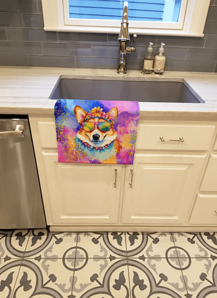Glamorous Pups : Corgi Hippie Dawg Kitchen Towel