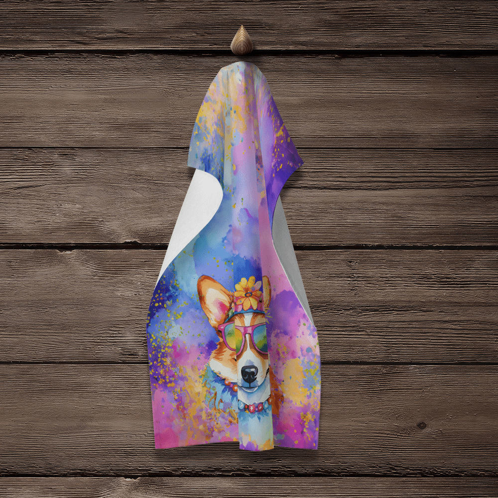 Glamorous Pups : Corgi Hippie Dawg Kitchen Towel