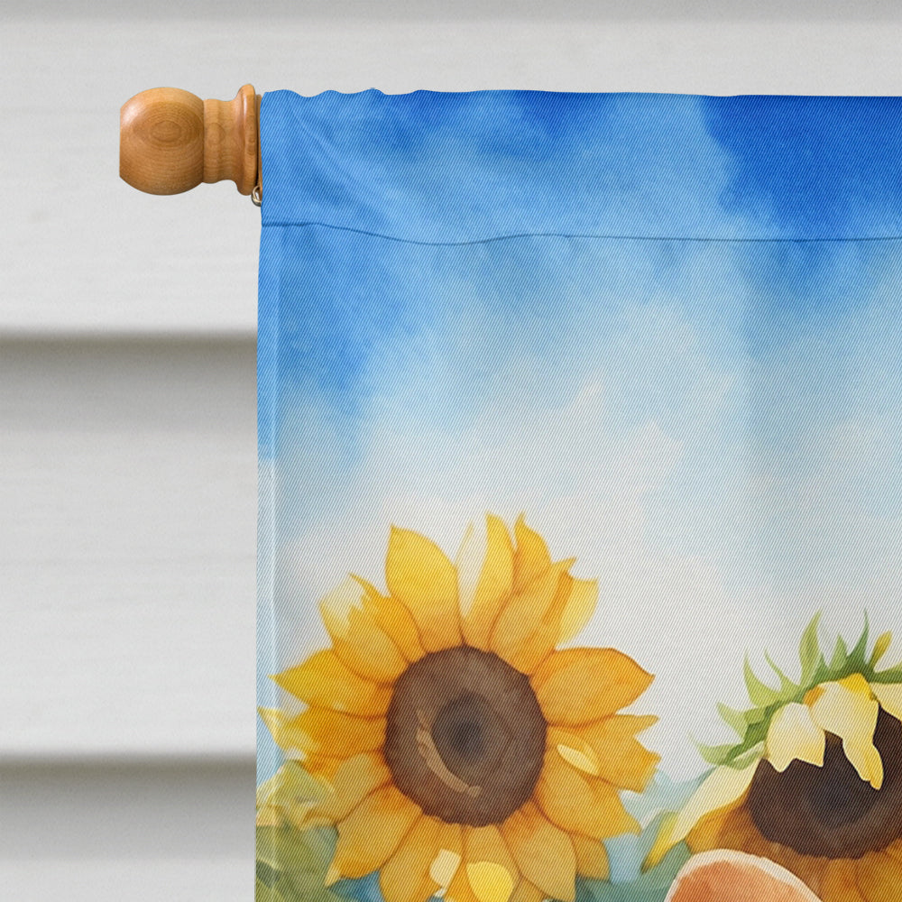 Glamorous Pups : Corgi in Sunflowers House Flag