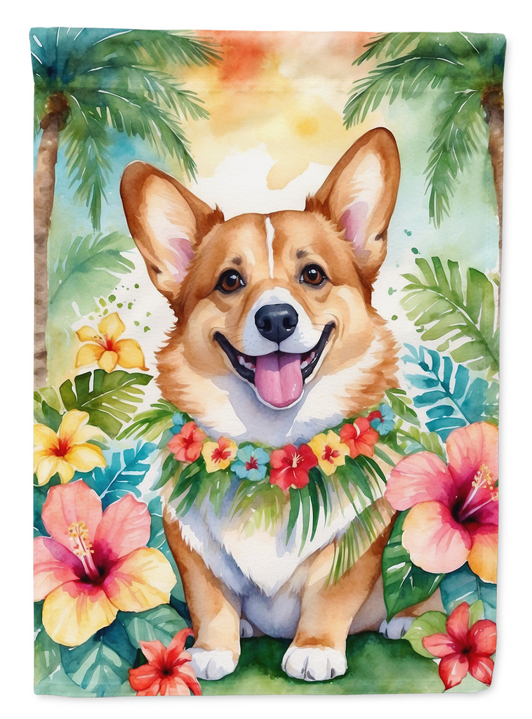 Glamorous Pups : Corgi Luau Garden Flag