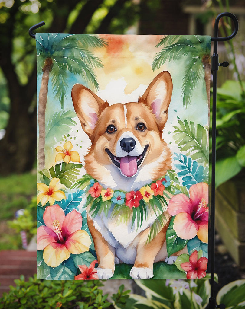 Glamorous Pups : Corgi Luau Garden Flag