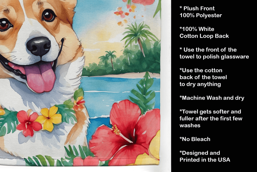 Glamorous Pups : Corgi Luau Kitchen Towel