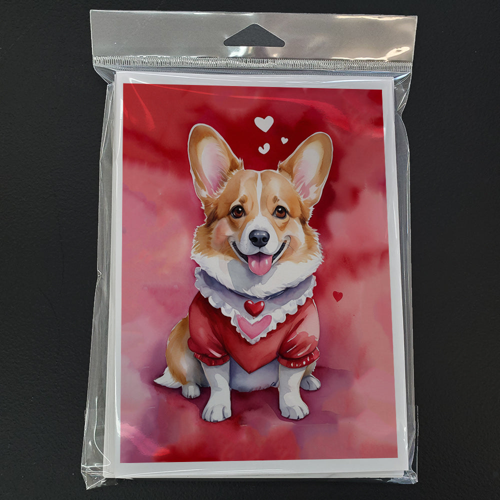 Glamorous Pups : Corgi My Valentine Greeting Cards Pack of 8