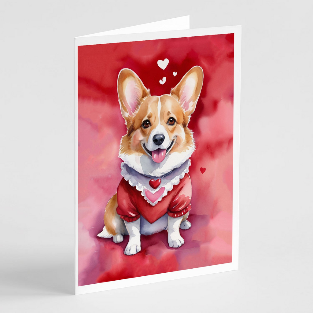 Glamorous Pups : Corgi My Valentine Greeting Cards Pack of 8
