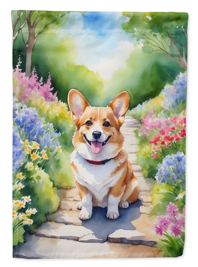 Glamorous Pups : Corgi Spring Path Garden Flag