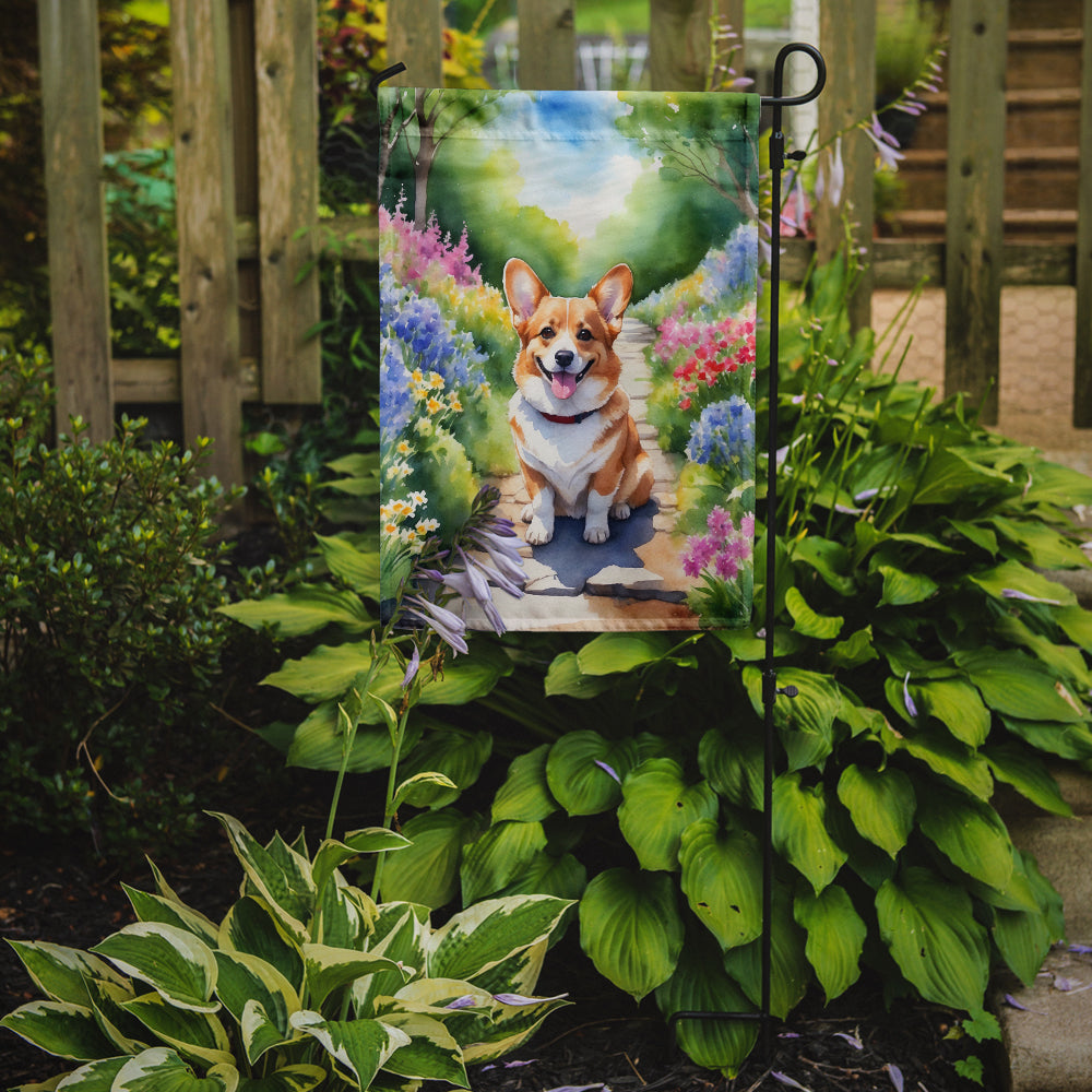 Glamorous Pups : Corgi Spring Path Garden Flag