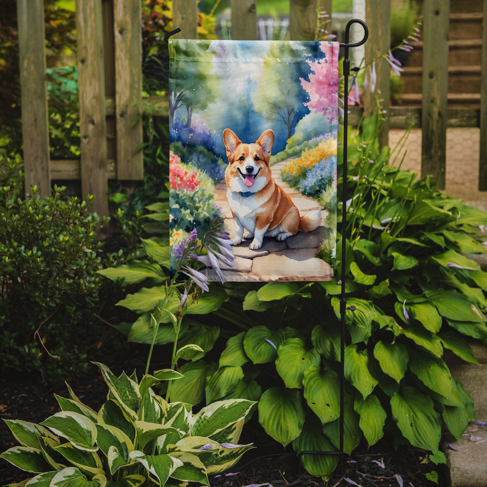 Glamorous Pups : Corgi Spring Path Garden Flag