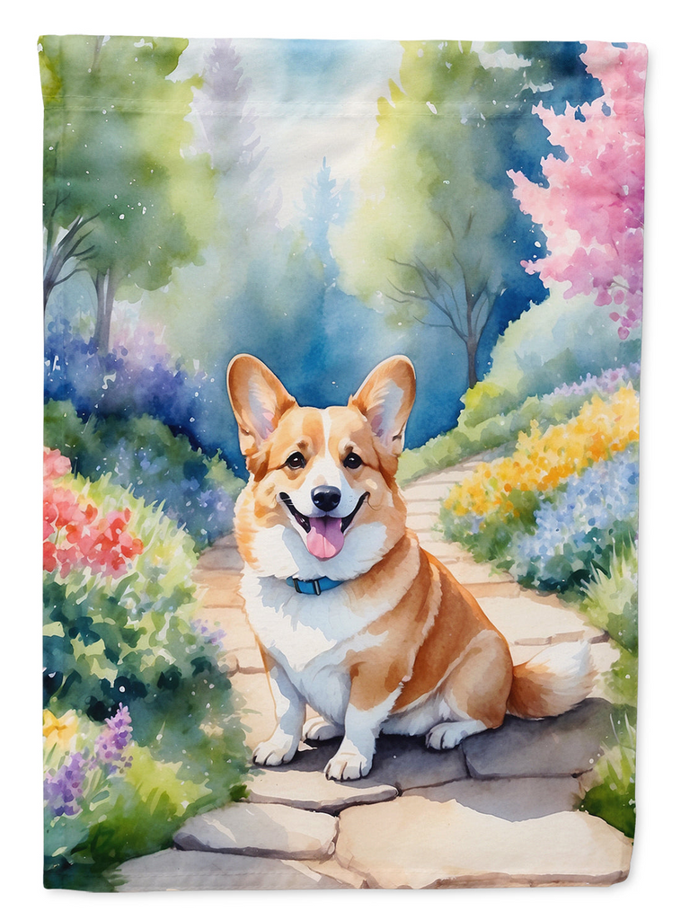 Glamorous Pups : Corgi Spring Path Garden Flag
