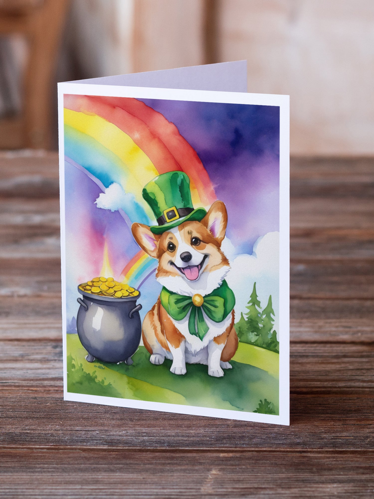 Glamorous Pups : Corgi St Patrick's Day Greeting Cards Pack of 8