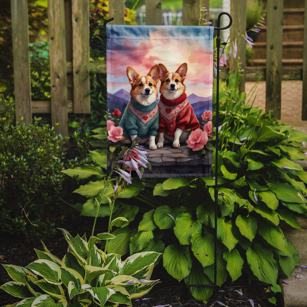 Glamorous Pups : Corgi Two Hearts Garden Flag