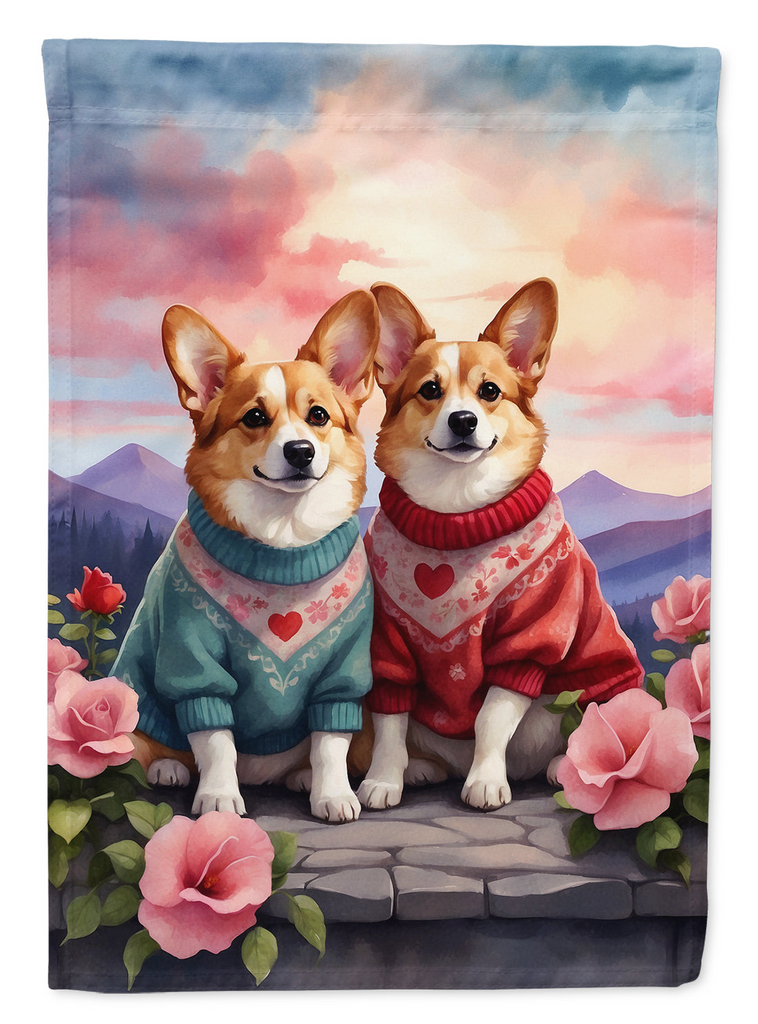 Glamorous Pups : Corgi Two Hearts Garden Flag