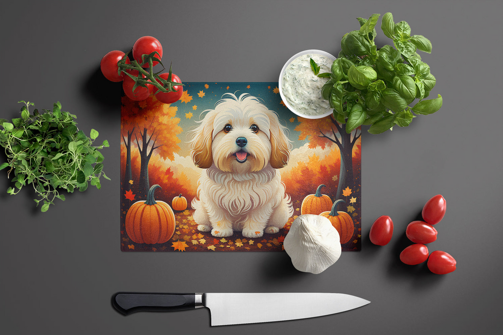 Glamorous Pups : Coton De Tulear Fall Glass Cutting Board