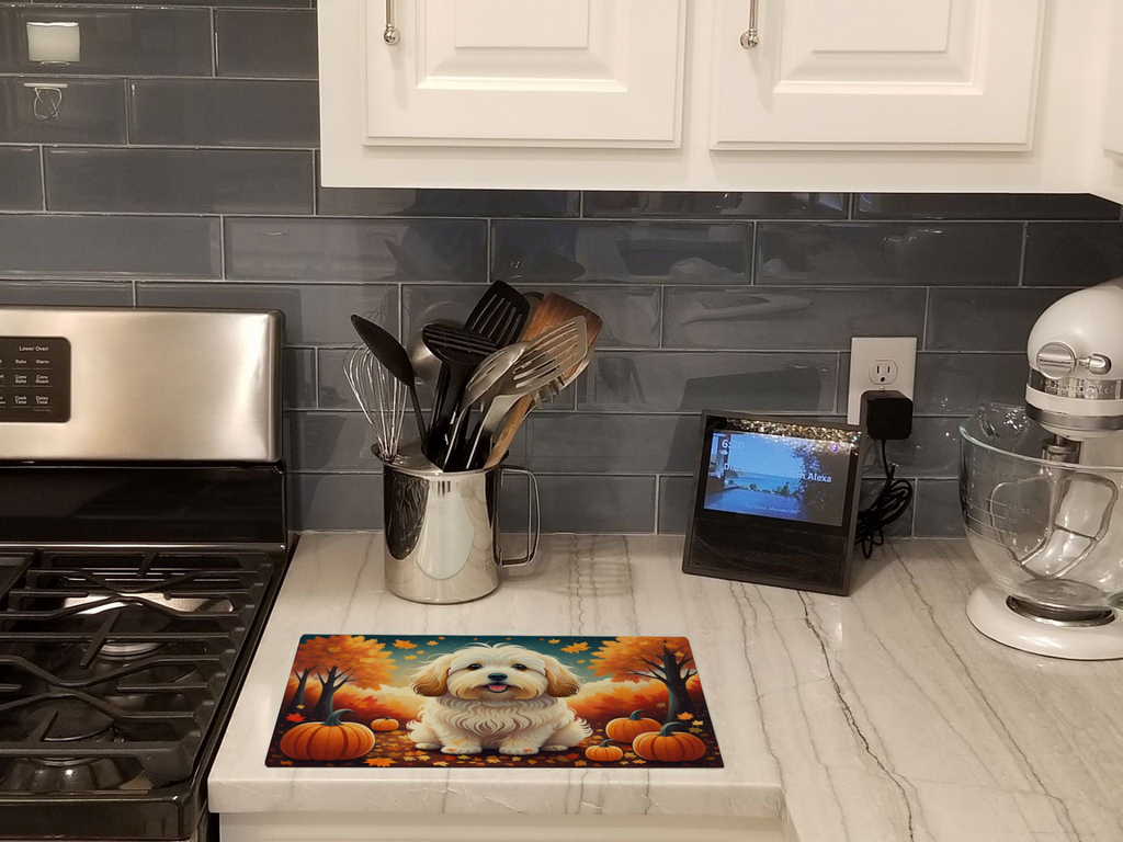 Glamorous Pups : Coton De Tulear Fall Glass Cutting Board