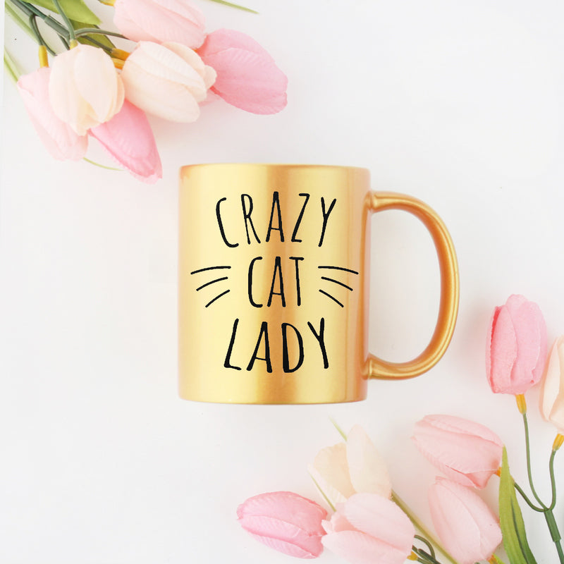Glamorous Pups : Crazy Cat Lady Gold & Silver Mug