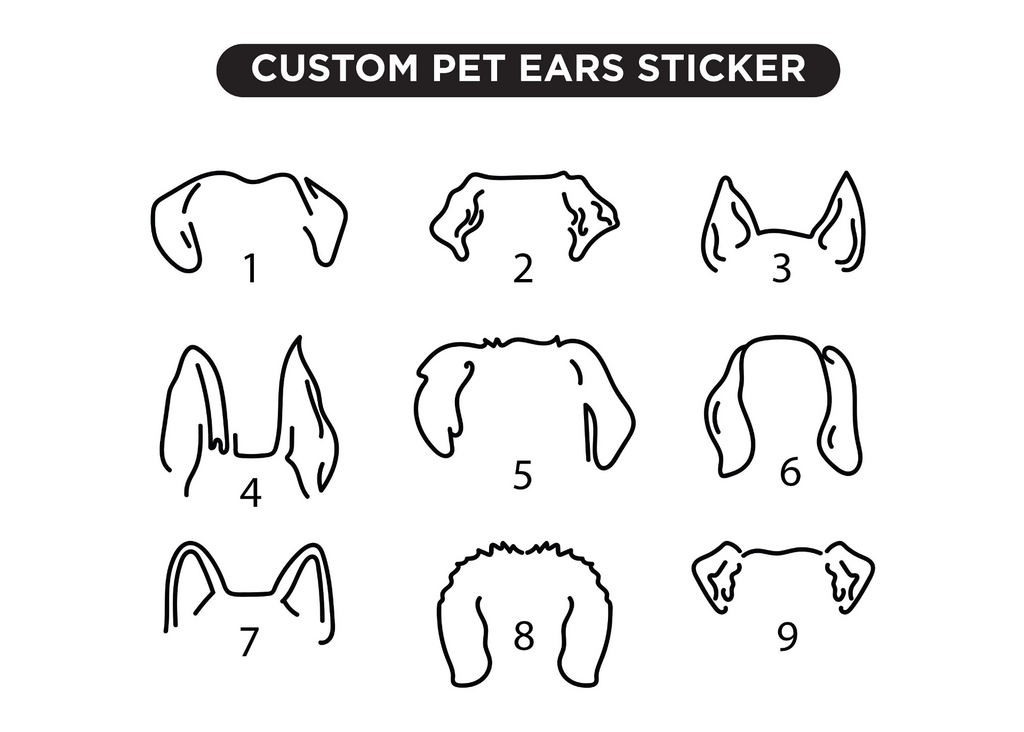 Decords Wall Art: Custom Pet Ears Sticker & Decal – Personalized Dog Ears Outline & Memorial Tattoo Design 🐾❤️