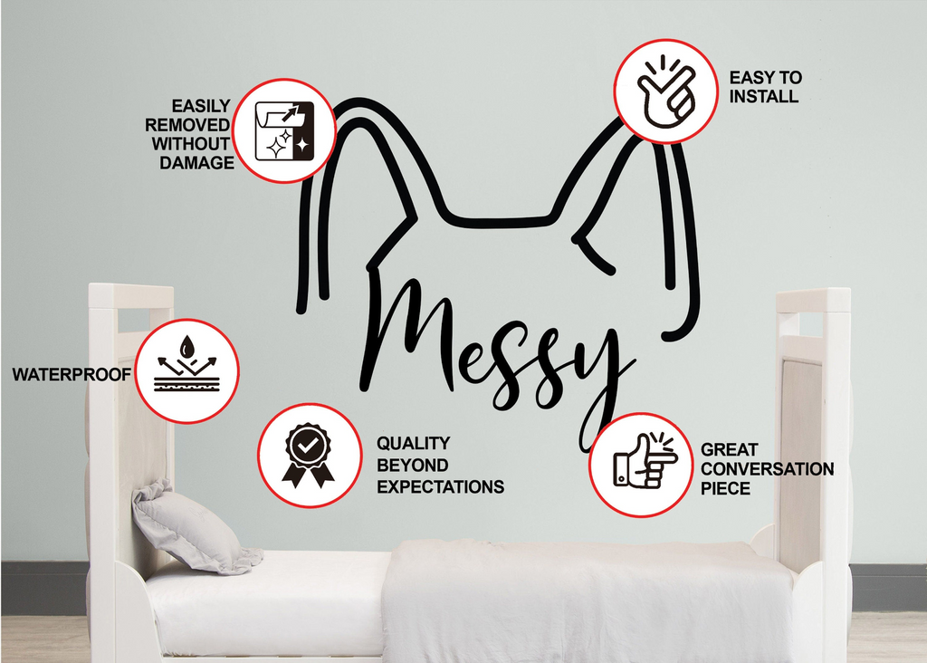 Decords Wall Art: Custom Pet Ears Sticker & Decal – Personalized Dog Ears Outline & Memorial Tattoo Design 🐾❤️