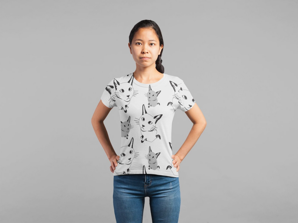 Glamorous Pups : Cute Cat Patern Classic Sublimation Women's T-Shirt