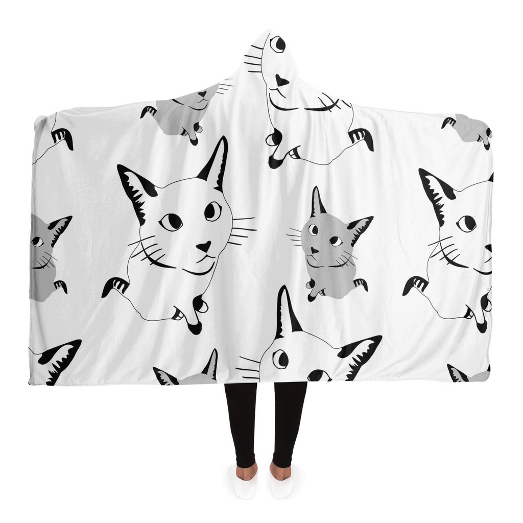 Glamorous Pups : Cute Cat Pattern Hooded Blanket