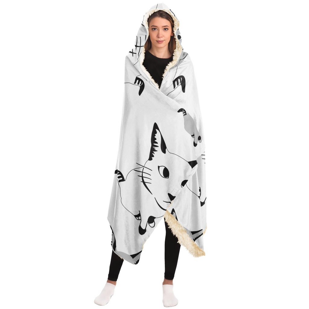 Glamorous Pups : Cute Cat Pattern Hooded Blanket