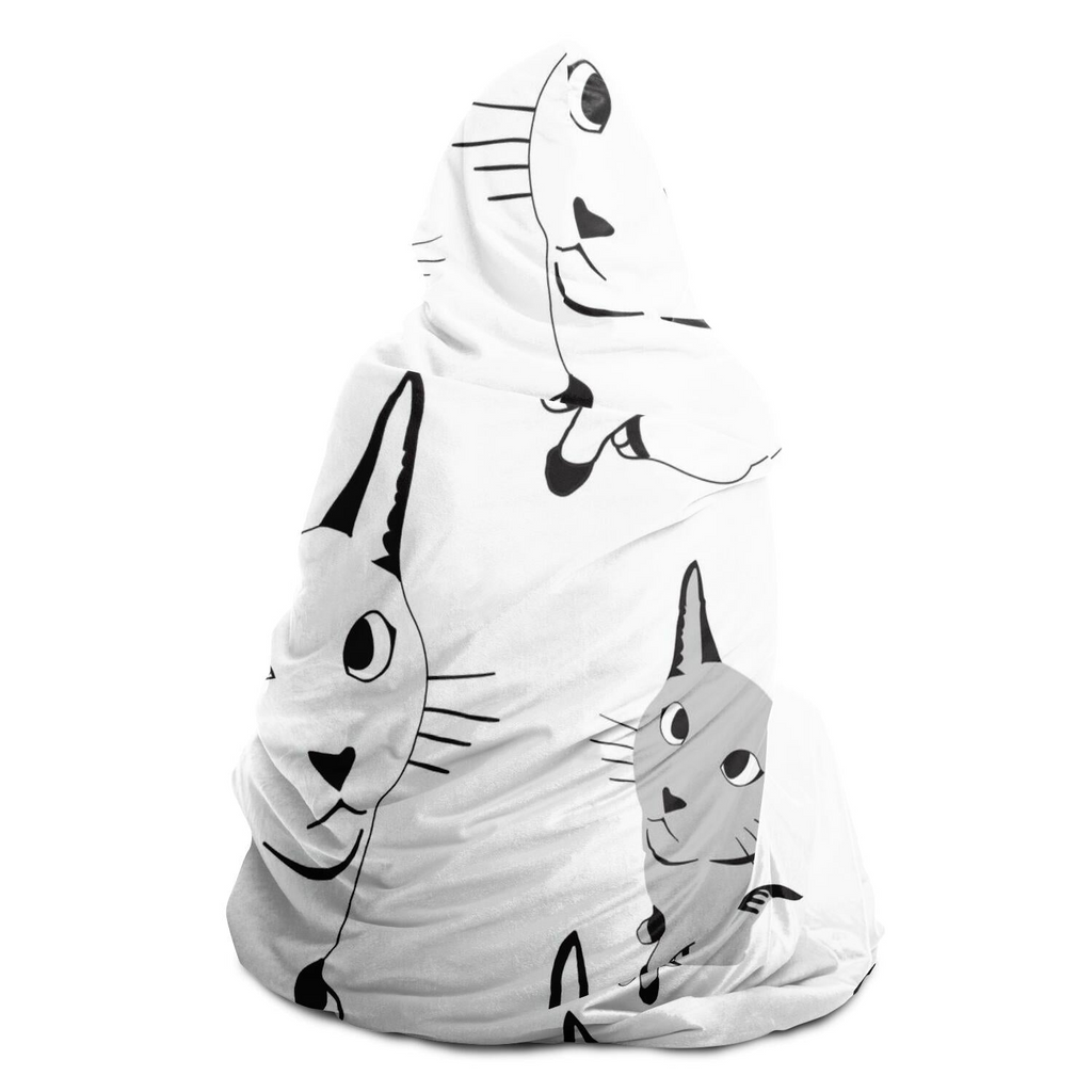 Glamorous Pups : Cute Cat Pattern Hooded Blanket