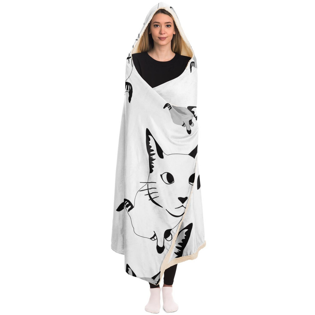 Glamorous Pups : Cute Cat Pattern Hooded Blanket