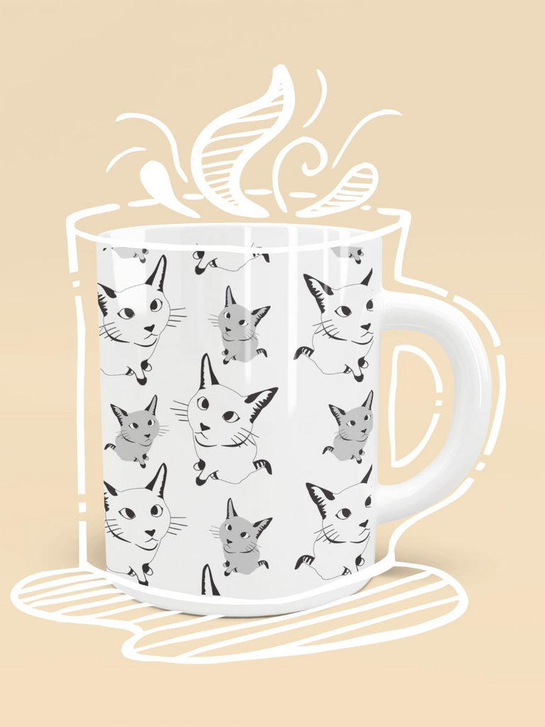 Glamorous Pups : Cute Cat Pattern Mug