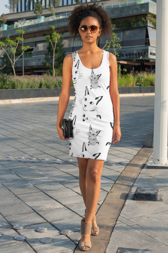 Glamorous Pups : Cute Cat Pattern Sublimation Cut & Sew Dress