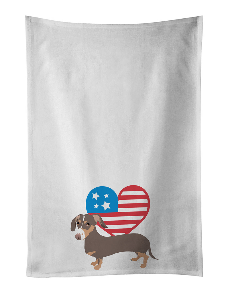 Glamorous Pups : Dachshund Chocolate and Tan Patriotic Kitchen Towel Set of 2