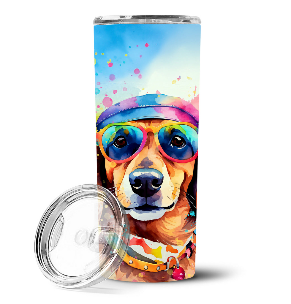 Glamorous Pups : Dachshund Hippie Dawg Stainless Steel Skinny Tumbler