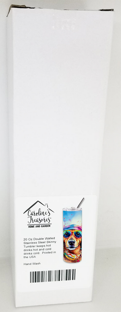 Glamorous Pups : Dachshund Hippie Dawg Stainless Steel Skinny Tumbler